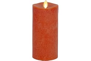 Luminara Flameless Candle LED Pillar Chalky Burnt Orange Finish - Real Wax Melted Top Unscented, Remote Ready, Timer (3 x 6.5