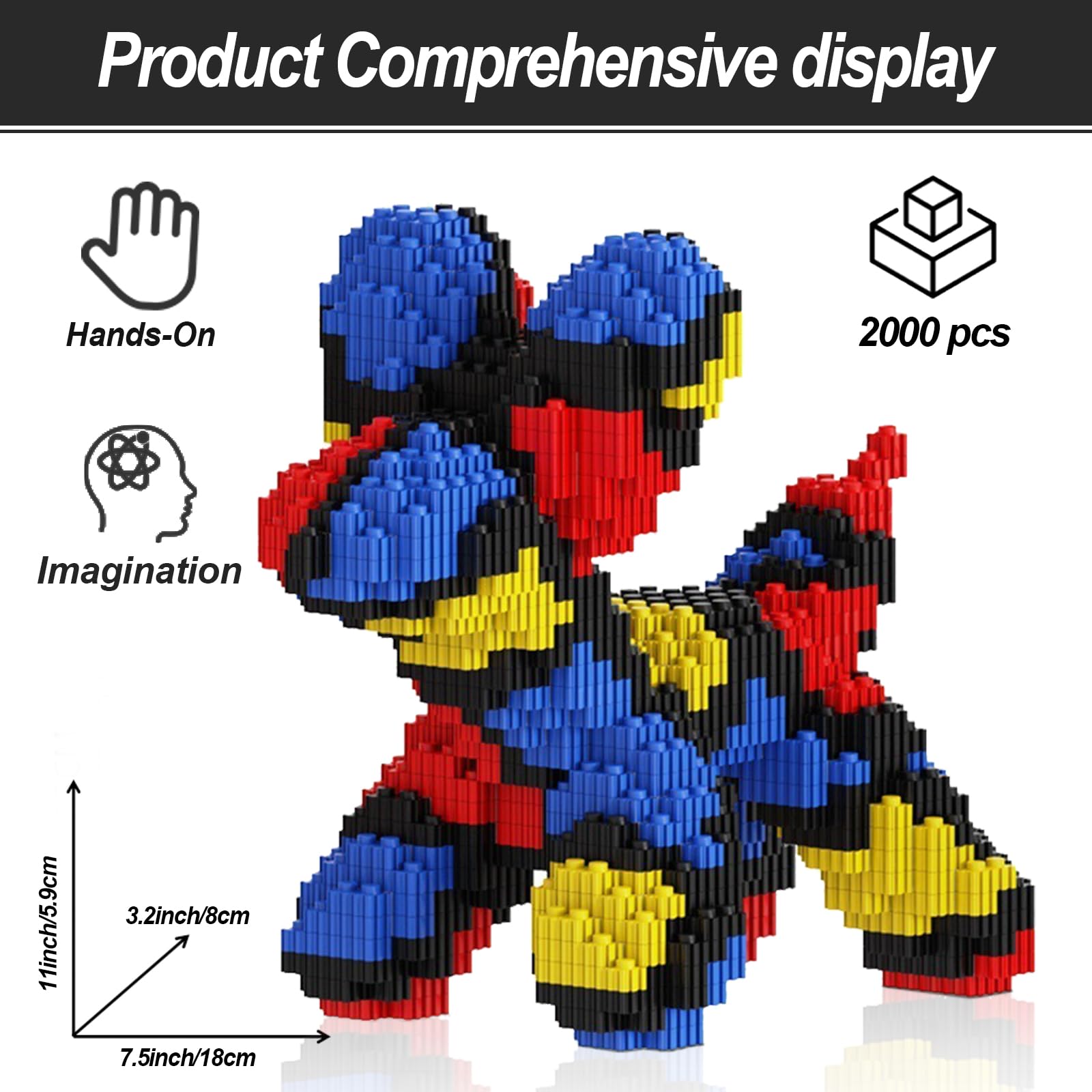Balloon Dog Micro Building Blocks Set,DIY Unique Decoration Home,2000 PCS Building Bricks Compatible with Lego, Perfect Creative DlY Gift (Black)