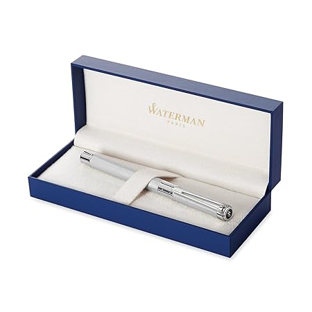 Waterman S0831220 Füllfederhalter Perspective silber C.C, Strichbreite F, schreibfarbe blau