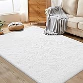 White Rugs for Bedroom: 4x6 Fluffy Shag Soft Washable Rug Fuzzy Plush Indoor Carpet for Living Room Kids Girls Boys Room Nurs