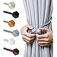NazTur Magnetic Curtain Tiebacks- Upgrade 2022 with a Thicker Twist Rope & Strong Magnet Tieback Window Treatment Holdbacks Draperies Holders Decorative Drape Handmade Tie Back (Grey, 2)