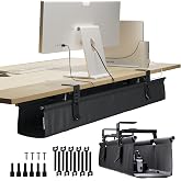 Ascrono Original Under Desk Cable Management Tray, Black, 40.6" | No Drill, Premium Fabric, Clamp/Screw Mount Cord Organizer, Supports Up to 66lbs, Large