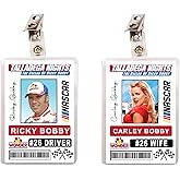 Talladega Nights Ricky Bobby & Carley Bobby Race Car Driver ID Badges Costume Prop