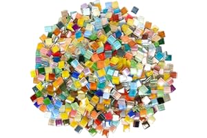Fjgyjt 1100Pcs Mixed Glass Mosaic Tiles 1kg Bulk Assorted Square Opaque Mosaic Tiles Glass Pieces for DIY Home Decor Craft Pr