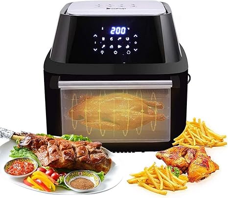 Amazon Co Jp 2v 16lエアフライヤー1800wパワーエアフライヤー大容量フライヤーデジタルディスプレイタイマーと完全に調整可能な温度制御健康食品用の7つのアクセサリー ホーム キッチン