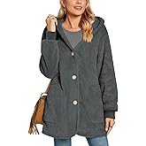 Bestbee Warm Fleece Jackets for Women, Plus Size Fuzzy Hooded Casual Coats Lidies 2025 Cardigan Sweaters Outerwear with Pockets, 3XL, Medium Grey