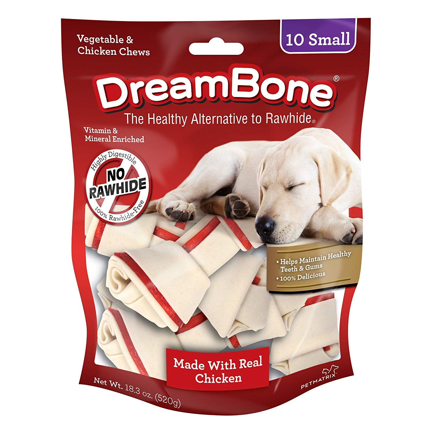 DreamBone Vegetable & Chicken Dog Chews, Rawhide Free, Small, 10-Count