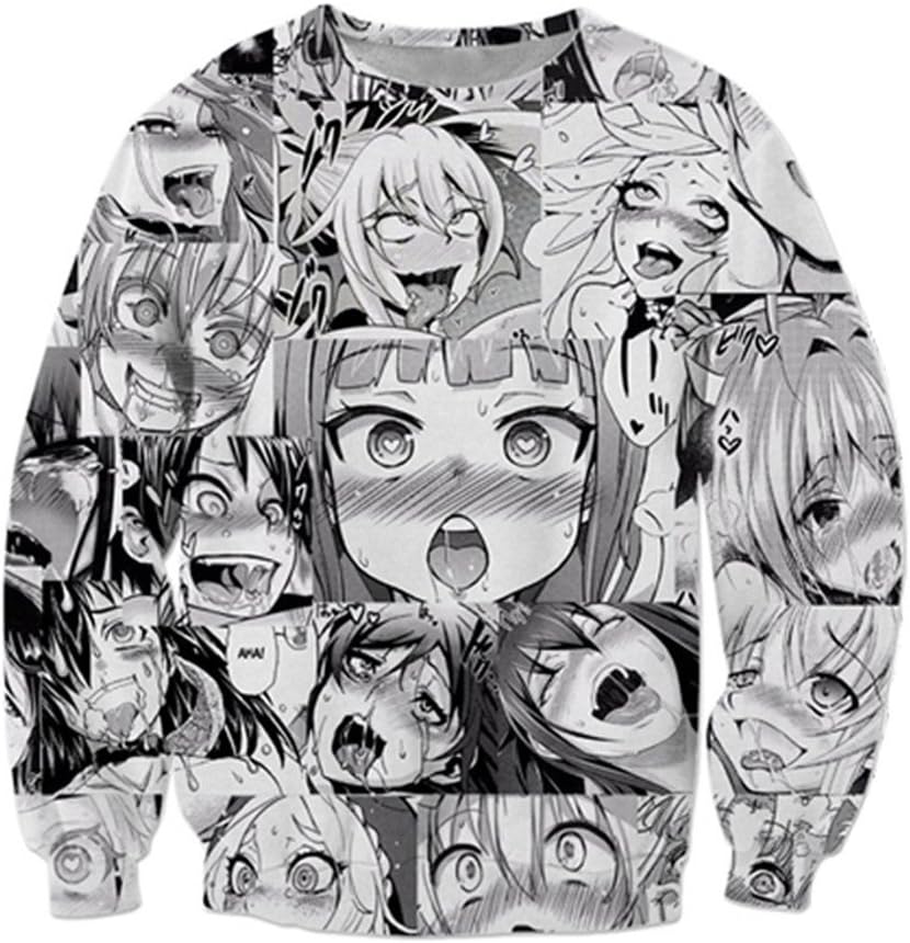 Cowesoo Anime Ahegao Funny 3D All Over Print Hoodies Joggers Hipster Sweatshirts Set