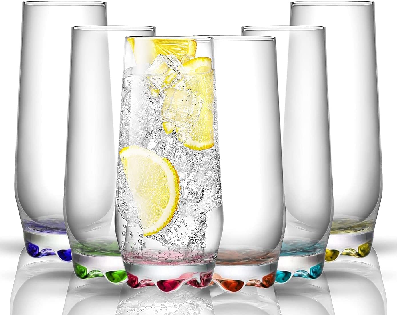 TOPUPDRINK Highball Glasses Set of 6, Highball Glass Set, Cocktail Tall Drinking Glasses, Tumbler Glasses Set of 6, Bar, Beverage Glasses, Juice Water Glasses