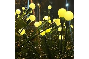 Kifiray 4 Packs Solar Garden Lights, New Upgraded Leaf Design 40 LED Solar Firefly Lights, Waterproof Solar Landscape In-Ground Path Lights Outdoor Decorations for Patio Yard Garden, Warm White