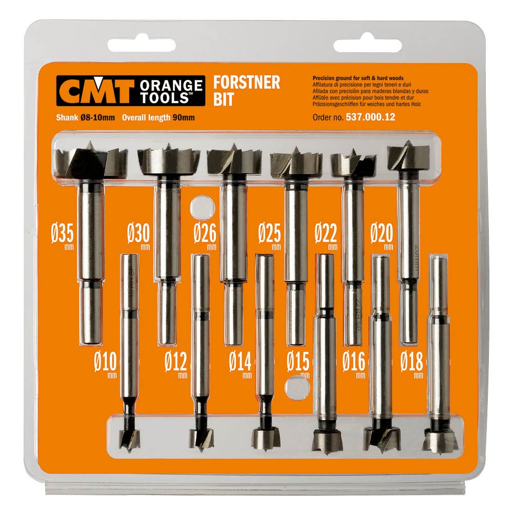 CMT 537.000.12 - Forstner Bit Set With Case 12-Pce Hl S=8-10 Rh