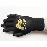 Diesel Medium/ 6 Pair Black Safety Gloves Latex Coated Grip Cut Resistant