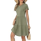 HiMONE Summer Dresses for Women 2025 Vacation Sundresses Ruffle Sleeve Boat Neck with Pockets A Line Casual Dress XS-2XL