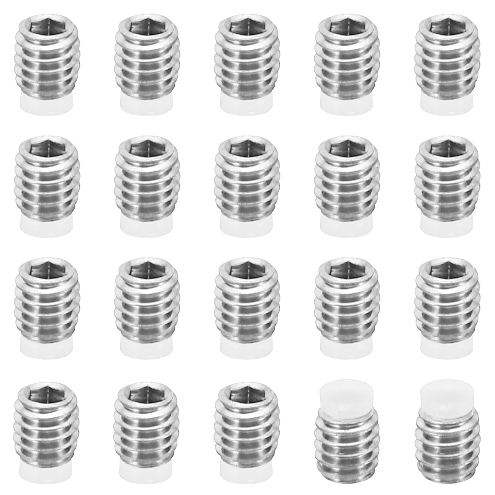 PATIKIL M4x4mm Nylon Tip Grub Screw, 20 Pack Metric Hex Socket Head Cup Point Anti Slip Set Screws Internal Hex Drive Hardware, 304 Stainless Steel