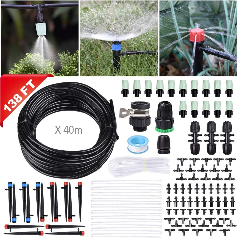 Innoo Tech 138FT/42M Drip Irrigation Kit Sprinkler System with 1/4" Blank Distribution Tubing Watering Drip Kit/DIY Saving Water Automatic Irrigation Equipment Set for Garden Greenhouse, Lawn : Garden & Outdoor