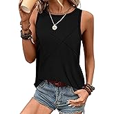 Zeagoo Beach Vacation Clothes for Women Pleated High Neck Flowy Sleeveless Tank Tops Summer Loose Fit Tunic Blouses