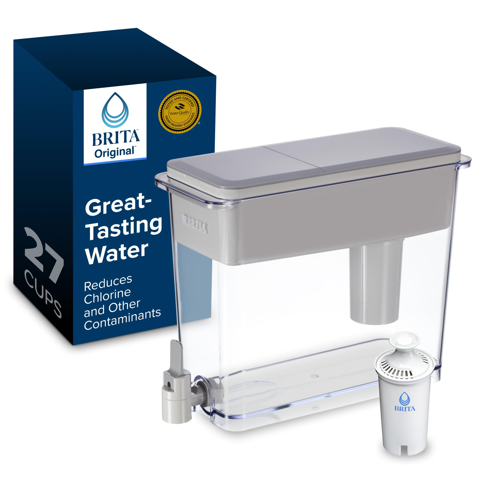 Photo 1 of Brita UltraMax Large Water Dispenser With Standard Filter, BPA-Free, Reduces Copper, Cadmium and Mercury Impurities, Lasts 2 Months or 40 Gallons, Includes 1 Filter, Kitchen Accessories, Large 27-Cup
