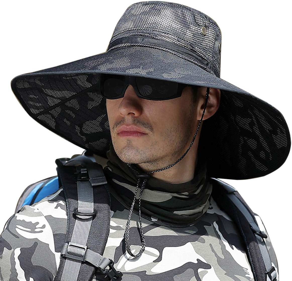 Super Wide Brim Men Fishing Sun Hats, Garden Outdoor Travel Women Bucket Cap, Hiking Safari Boonie Hat