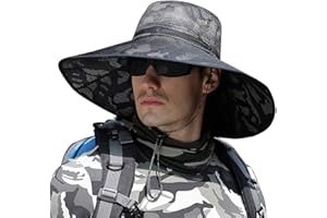 HUAMULAN 6" Super Wide Brim Sun Hats, Men and Women Bucket Hat for Fishing Hiking Garden Lawn Work Safari Camping Outdoor