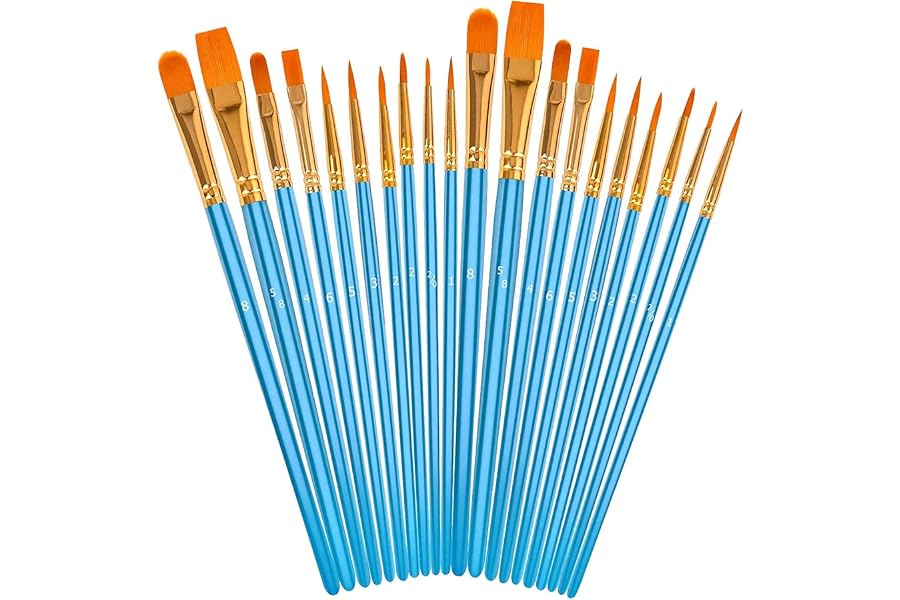 Soucolor Acrylic Paint Brushes Set, 20 Pcs Pointed Tip Artist Paintbrushes | Soft,No-Shed Bristles Art Supplies for Halloween