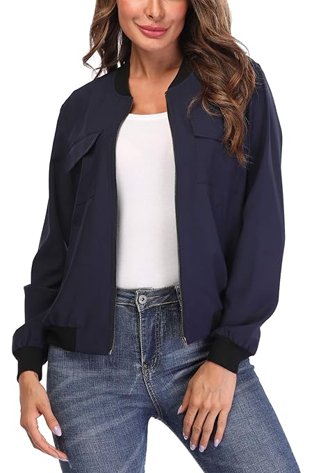 MISS MOLY Bomberjacke Damen Blouson Frühlingsjacke Dünne Jacke Reißverschluss Fliegerjacke