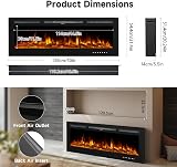 INMOZATA 50 inch Electric Fireplace Wall Mounted Inset Recessed Heater view 4