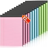 Legal Pads 8.5 x 11, 12 Pack Colored Note Pads 8.5 x 11 Pink Notepad 8.5 x 11 Multi-Color Pink/Green/Blue Writing Pads 8.5 x 11 Lined Paper Pads Wide Ruled Legal Pad Notebook Paper, 30 Sheets per Pad