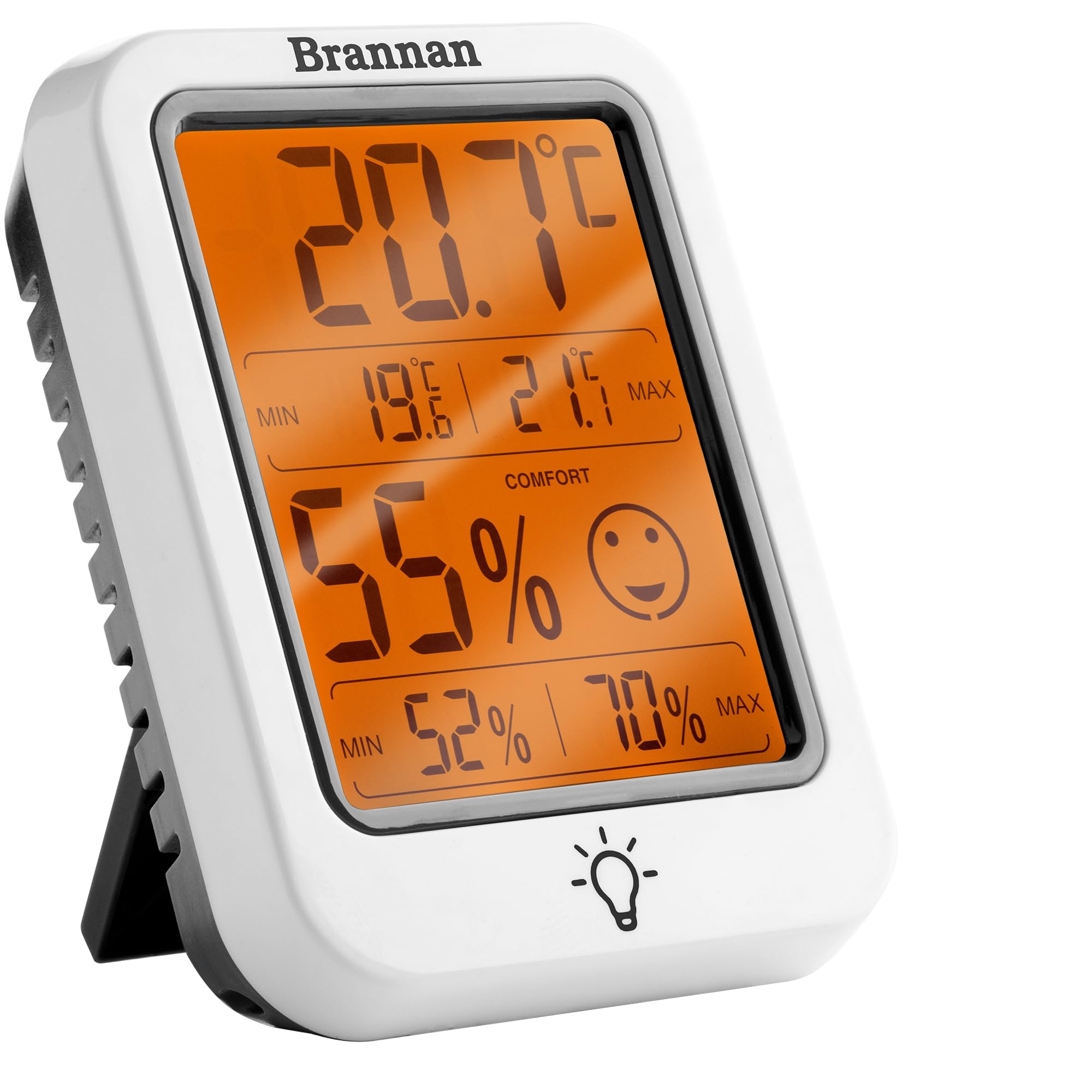 Brannan Digital Room Thermometer Indoor Humidity Meter Hygrometer Accurate Room Temperature Greenhouse Thermometer Max Min Recording Backlight LCD Home House Office Baby Nursery