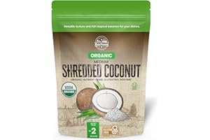 Organic Shredded Coconut Flakes - 2 Lb, Unsweetened, Desiccated, Medium Sized Coconut Shreds for Baking, Smoothies and Cereals | Fine, Raw and Dried Coconut, Non-GMO, Vegan, Gluten Free - Ava Farms