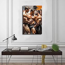 HMLZSJ Nude Muscle Male Torso Portrait Art Gay