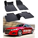 Car Floor Mats for Honda Accord: 2022 2021 2020 2019 2018, All Weather Accessories Rubber Floor Liners Custom Fit for Accord 10th Gen Gas & Hybrid Model Front Rear Carpet 5 Seat Sedan (3PCS, Black)