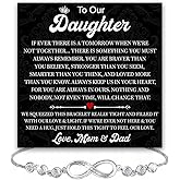 VIRAGIL To My Daughter Bracelet From Mom Or Dad With Heartfelt Message & Box - Valentines Gifts For Daughter, Jewelry Gift For Daughter From Mother Or Father On Birthday, Graduation, Christmas