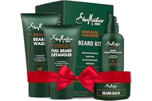 SheaMoisture Beard Kit for Men – Beard Wash, Conditioning Beard Oil, Full Beard Detangler + Beard Balm with Shea Butter & Maracuja Oil, Gifts for Men (4 Piece Set)