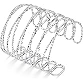 KeyStyle Wrap Cuff Bracelet for Women, Silver Multi-layer Cross Wire Bangle Bracelets for Party for Wife