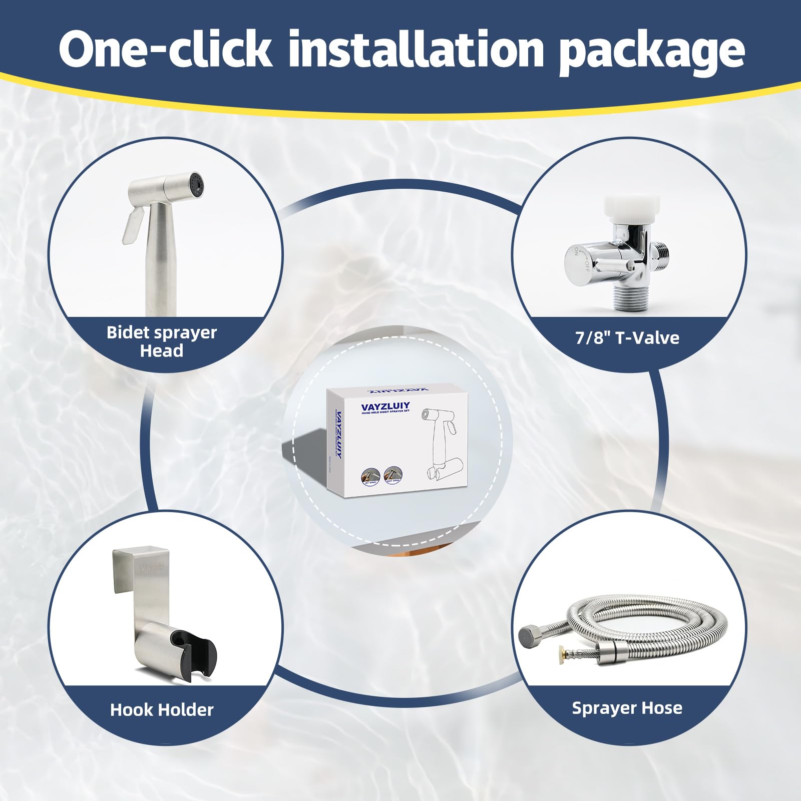 Vayzluiy Handheld Toilet Bidet Sprayer for Toilet-Adjustable Water Pressure Control with Bidet Hose for Feminine Wash, Stainless Steel Brushed Nickel Cloth Diaper for Baby Wash (Stainless Steel, 1)