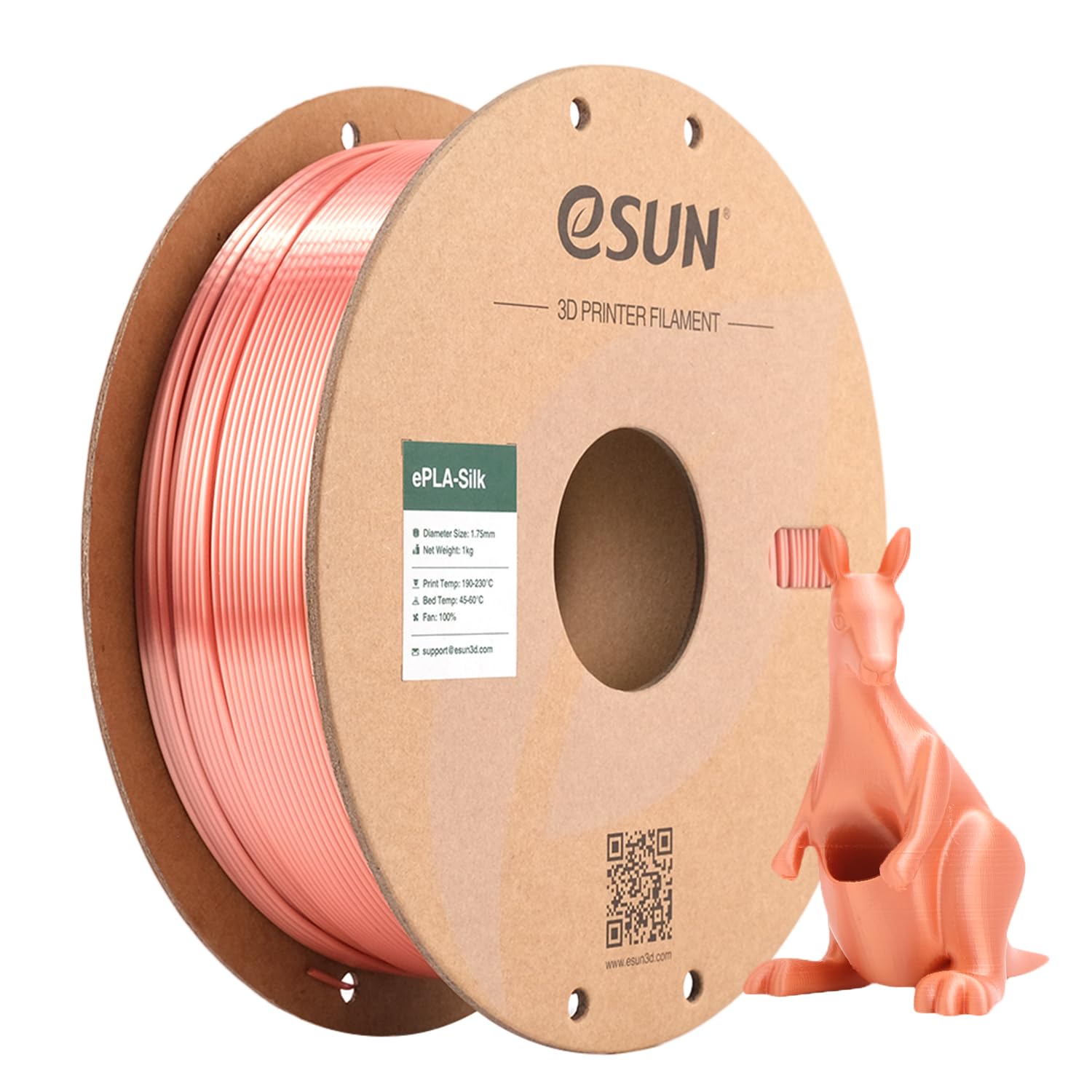 eSUN Silk Metal PLA Filament 1.75mm, Silky Metallic 3D Printer Filament PLA, Dimensional Accuracy +/- 0.05mm, 1KG Spool (2.2 LBS) 3D Printing Filament for 3D Printers, Silk Rose Gold