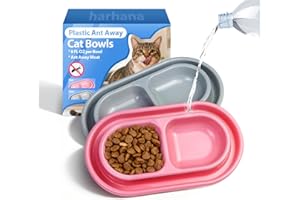 HARHANA Ant Away Outdoor Cat Bowl, Double Pet Bowl with Water Moat, Spill-Proof Design, Food & Water Feeder for Outdoor Cats – Ants Away, Easy Clean, Lightweight Plastic(Small, 2 Packs)