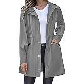 Zeagoo Raincoat Women Waterproof Long Hooded Rain Jacket Trench Coats Windbreaker Travel Jacket