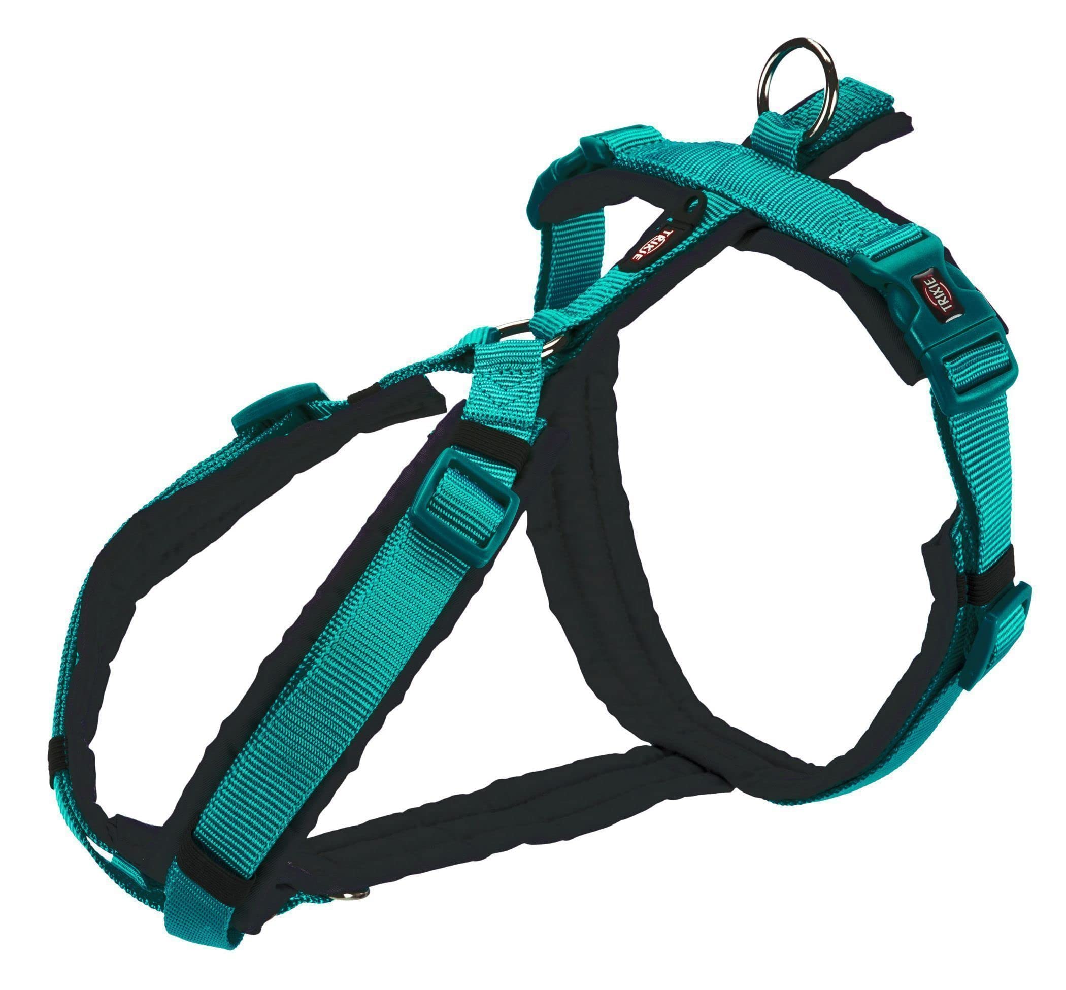 TRIXIE New Premium Trekking Harness, L: 70-85 cm/25 mm, Ocean Blue/Graphite, Dog