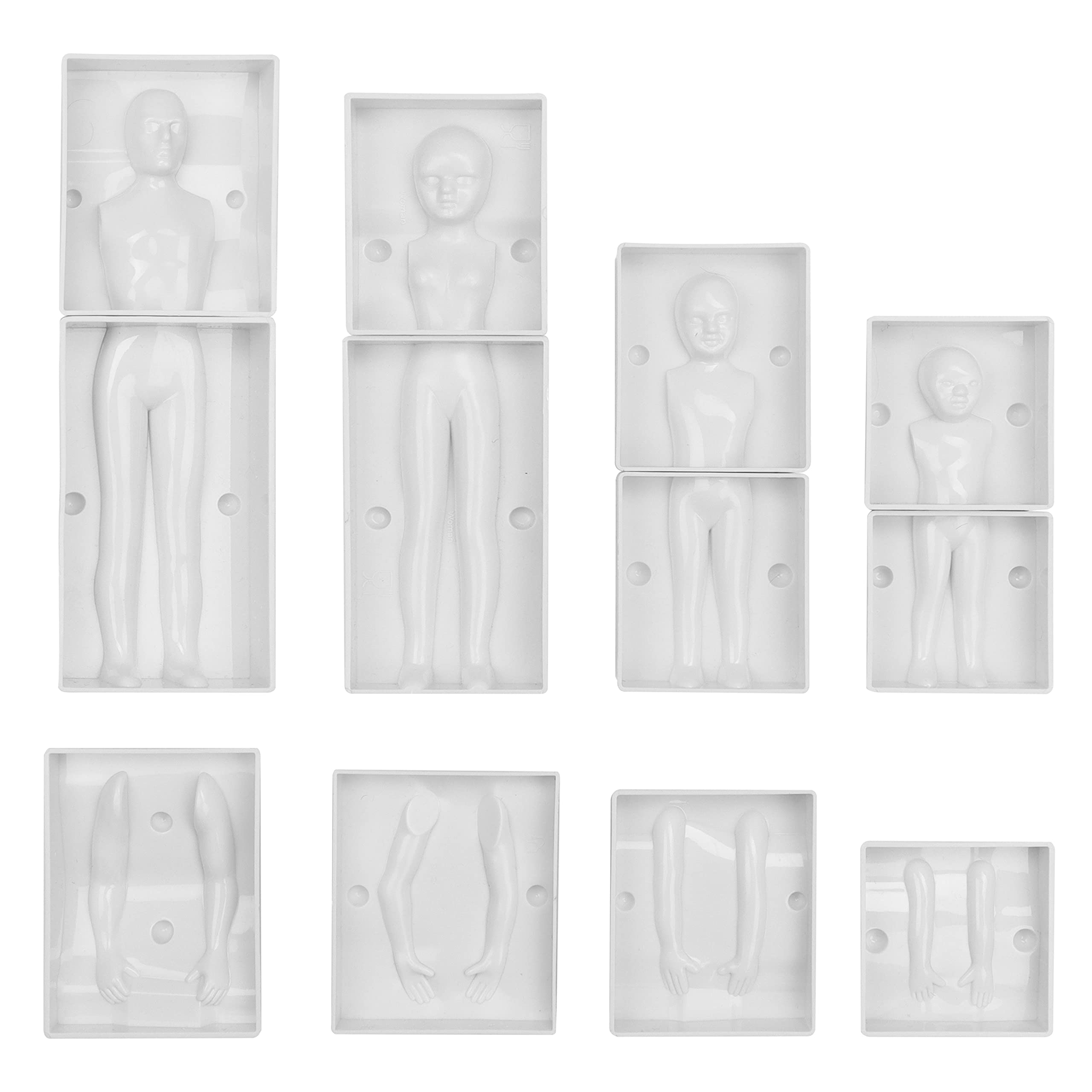 Kurtzy Human Cake Decoration Moulds - Plastic Fondant Sugarcraft Moulds - Family of Four Set with Man, Woman & 2 Children - Full Instructions Included - Baking Kit for Icing and Cake Decorating