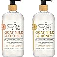 Raes Lil Shop Goats Milk Hand & Body Lotion, Coconut Almond and Vanilla Honey Scents, 32 oz Set of 2 by Home and Body Company