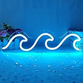 Wave Neon Signs for Bedroom Ice Blue Dimmable Wave Neon Light Art Wall Decor Wave Neon Signs for Wall Decor Living Room Bedroom Office Bar Birthday Party Christmas(16.5 X 5.1 Inch)