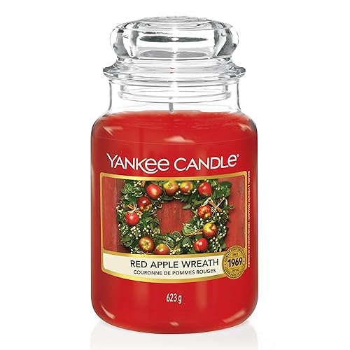 Yankee Candle Scented Candle | Red Apple Wreath Large Jar Candle | Long Burning Candles: up to 150 Hours