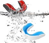 Flintronic 2 Pcs Youth Mouthguard Case Dual-Density EVA Sports Shield Black Red view 8