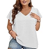 Blouses for Women Dressy Casual V Neck Ruffle Short Sleeve Flowy Tops Cute Summer Shirts Professional Business Tunic