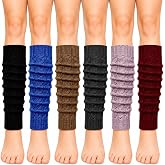 Womens Leg Warmers 6 Pairs Dance Ballet Winter Thermal Cable Knit Long 80s Retro Workout Gym Pilates Yoga