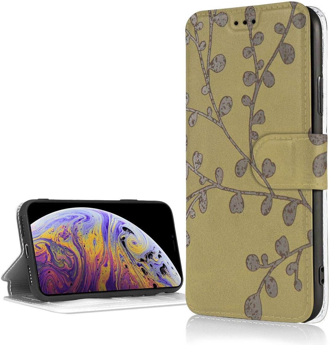 iPhone XR Wallet Case with Card Holder, Premium PU Leather
