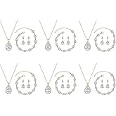 SPRJF Bridesmaid Jewelry Set for Women Pendant 18K Gold & Silver & Rose Gold Pendant Necklace Earrings Bracelet Set,Dainty Gift for Wedding/Proposal/Party/Prom/Anniversary