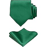 Forony Solid Ties for Men with Pocket Square Sets Mens Necktie Ties Formal Tuxedo Wedding