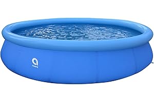 JLeisure Avenli 17811US 15 Foot x 36 Inch 3 to 5 Person Capacity Prompt Set Above Ground Kid Inflatable Outdoor Backyard Swimming Pool, Blue